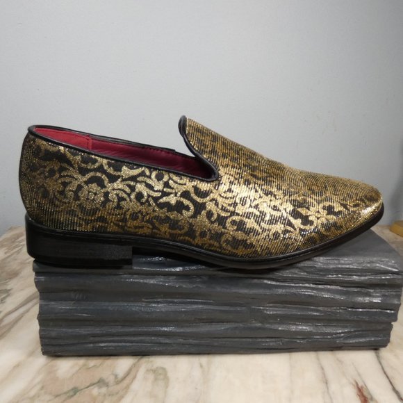 NICE! Men's Enzo Romeo Stylish Formal or Casual Gold Loafers Slip On 8(M) US - Picture 3 of 12